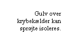 Tekstboks: Gulv over krybeklder kan sprjte isoleres.  